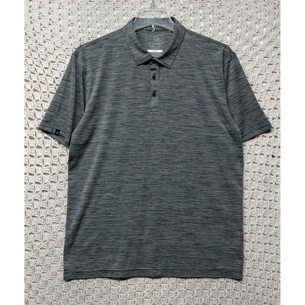 Swannies Golf Polo Shirt Mens Size L Gray Performance Short Sleeve Collar